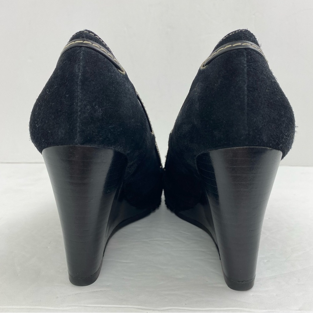 Aerosoles size 7.5 Women’s Black Suede Leather Wedge Heels - Picture 3 of 9